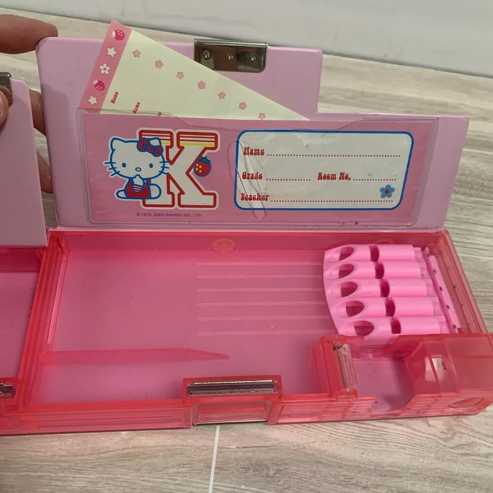 Vintage 2002 Sanrio Japan Hello Kitty And Mimmy Vinyl Magnetic Pencil Case